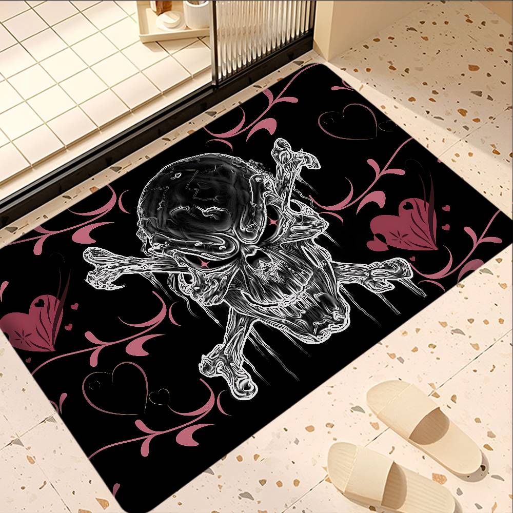 Horror Skull Gothic Bathroom Mat Retro Multiple Choice Living Room Kitchen Rug Non-Slip Bedside Mats