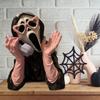 Screaming Ghost Figurine Halloween Ghost Face Statue Collectible Resin Horror Character Ornament for Mantel Cabinet Decoration