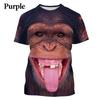 Men's Fun Monkey Lip Printed T-shirt, Orangutan Imitation Gorilla 3D Printed Clothing, Boys' Short Sleeved Unisex Top