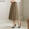 ZANZEA Women Elegant Casual Solid Color Loose Commute Midi Skirts