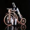 Vintage Bicycle-Shaped Wine Holder with Glass Storage-Sturdy Iron Construction,Polished Finish,Holds 1 Wine Bottle & 2 Glasses-Decorative Serving Cart
