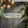 2D Flat, 1pc, German Aluminium Decorative Sign, Willkommen Zur Poolbar and Grill Am Pool Aluminium Sign, Rustic Pool Bar Wooden Plaques, Outdoor Wall