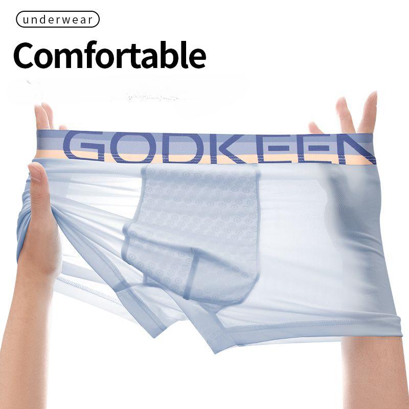 Ultra-thin Quick-drying Men's Underwear Teenagers Ice Silk Seamless Boxer Shorts Boys Sports Panties