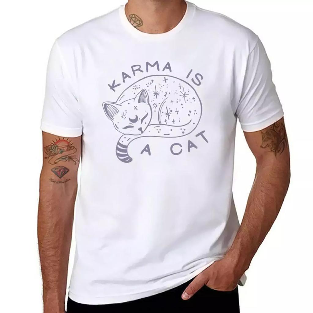 Karma is a cat | Karma T-Shirt sweat plus size tops Aesthetic clothing t shirts for men pack