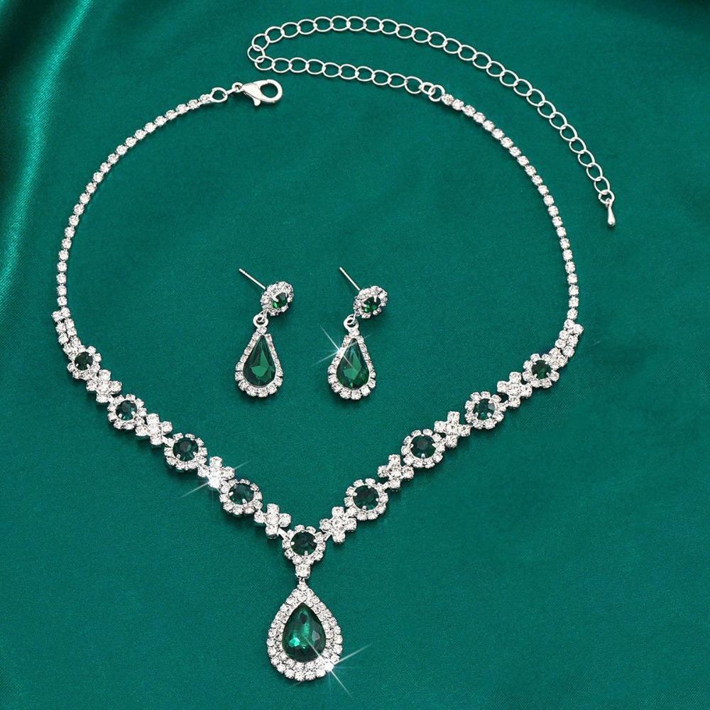 Elegant Crystal Drop Necklace Waterdrop Women's Jewelry Set New Jewelry Sets  Women