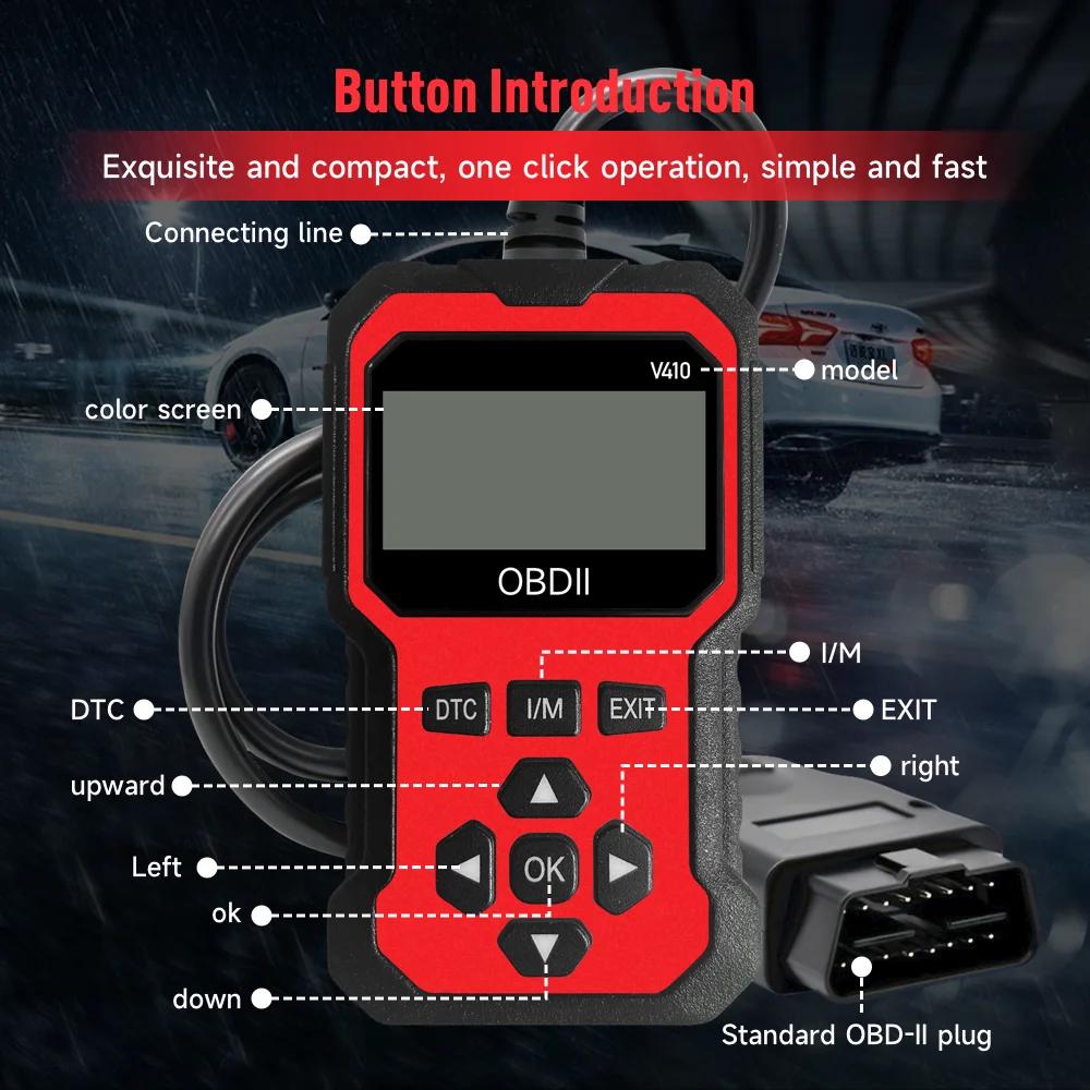 Vylepšený univerzální OBD II skener Čtečka chybových kódů motoru auta Diagnostický skenovací nástroj, Čtení a mazání chybových kódů pro 1996