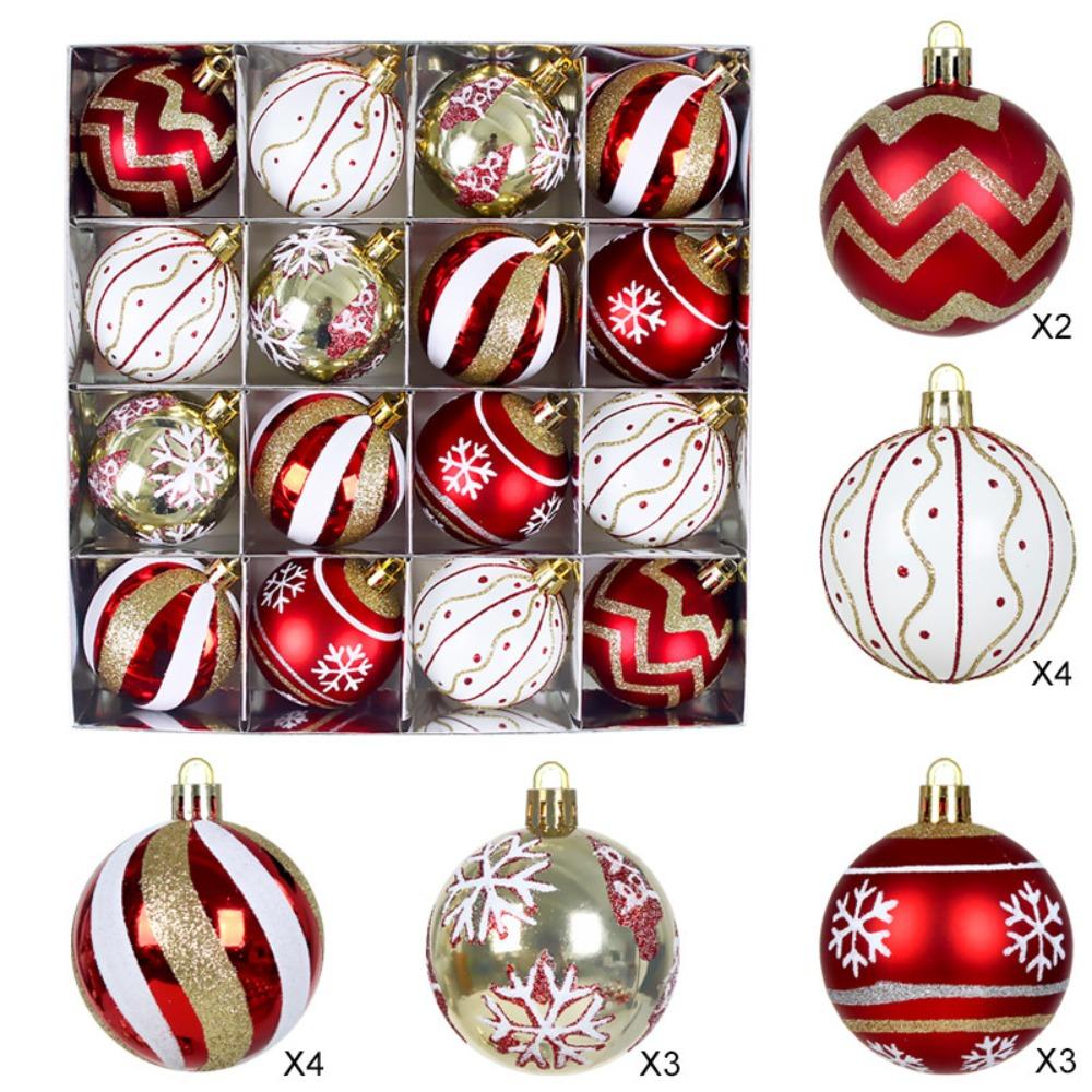 16PCS Plastic Christmas Ball Set 6cm Suspensable Decorative Christmas Tree Balls Multicolor Xmas Ornament Ball Storefront