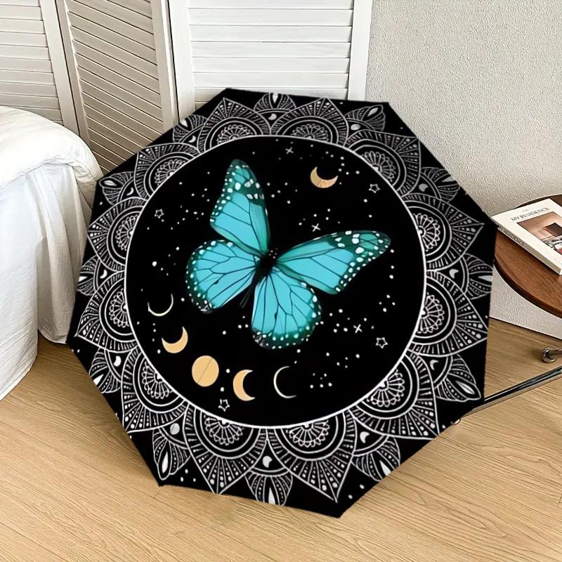 1pc Butterfly Mandala Night Sky Umbrella with Plastic Handle,Suitable for All Seasons Home Travel Outdoor UmbrellaDD358
