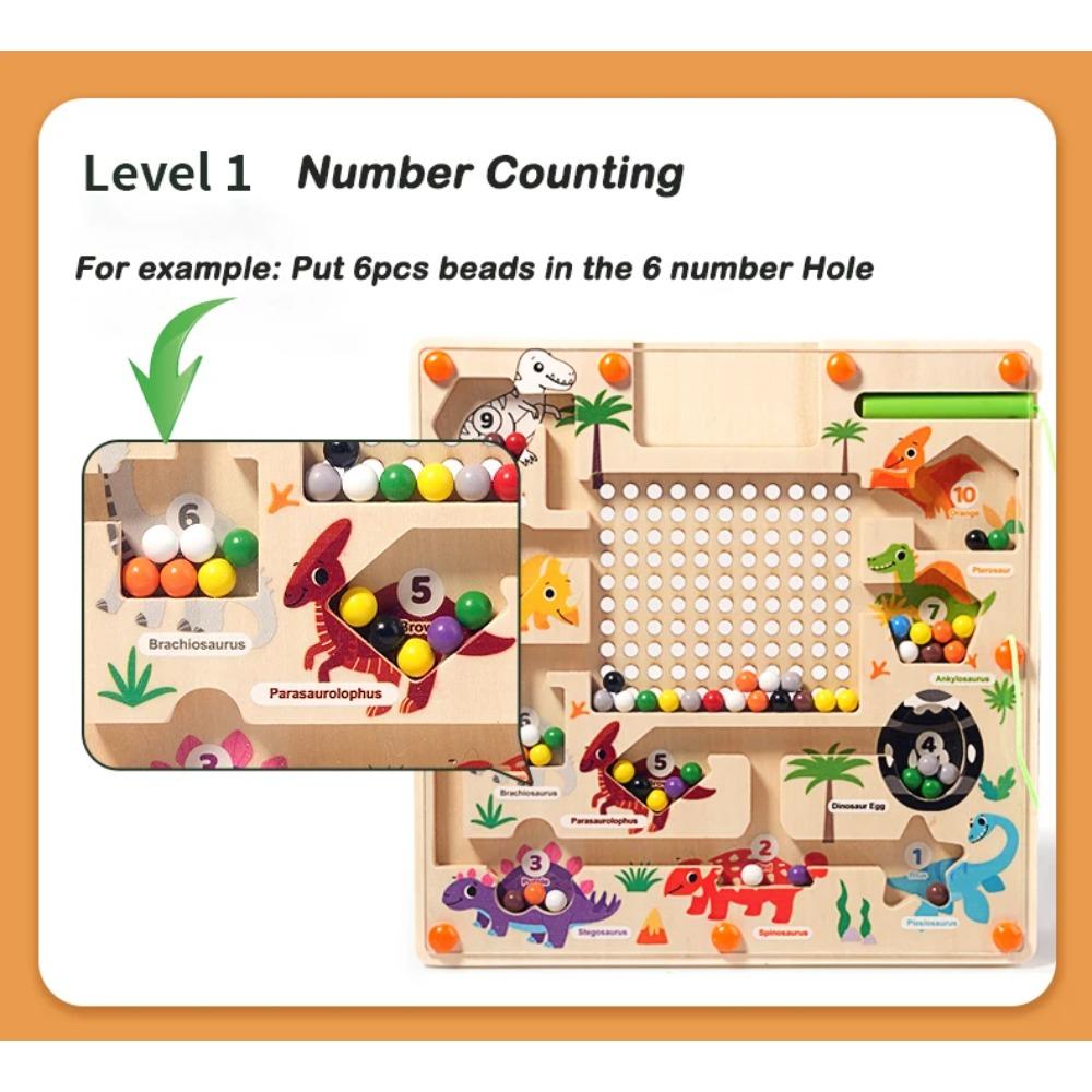Magnetic Color and Number Maze Montessori Dinosaur Counting Matching Learning Puzzle Board Toddler Fine Motor Skills Travel Toys