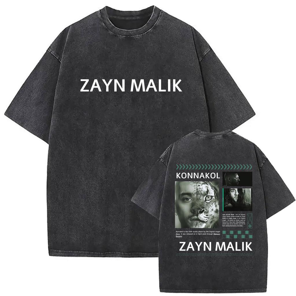 Zayn Malik The KONNAKOL Tour 2026 Vintage Washed T Shirt Men Women Summer High Quality ONeck Tshirts Fashion Oversized Tshirt