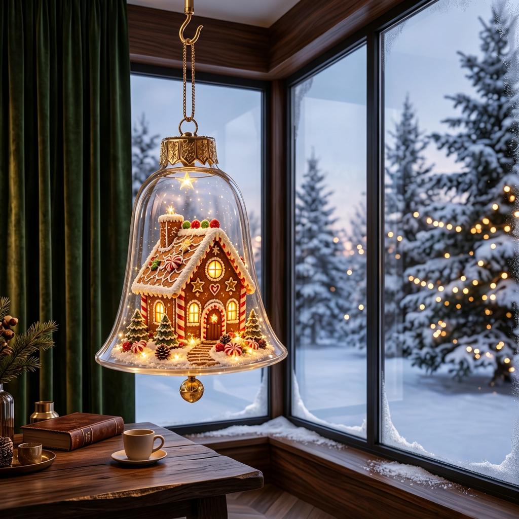 Acrylic Christmas Story Bell Ornament with Light for Holiday Decoration