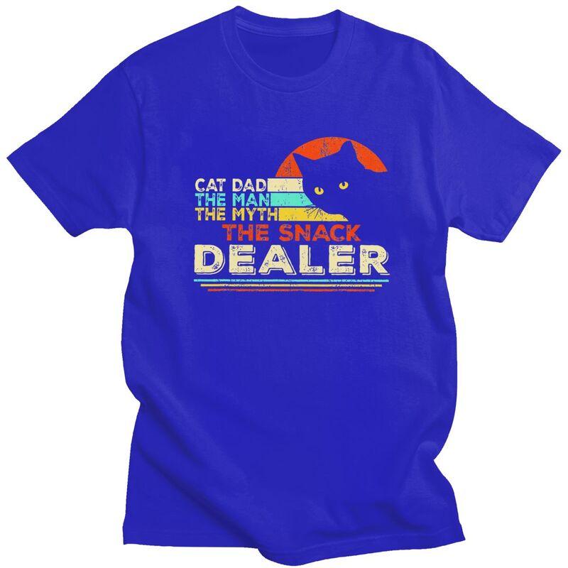 Custom Vintage Cat Dad T Shirt Men ShortSleeve Fathers Day Gift Tshirt Streetwear Tee Pure Cotton Slim Fit Tshirts Gift