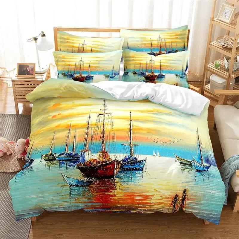Dropshipping Duvet Cover Set Mediterranean Bedding Sets King Size Bedroom Bedclothes Full Children'S Kids Boys Bedroom Bed Set