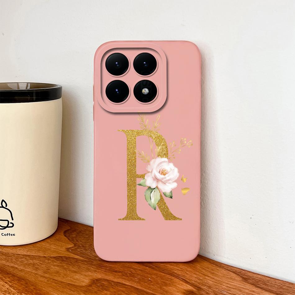 For Xiaomi 15T Pro 17 Pro Max Case Elegant Gold Letters Soft Liquid Silicone Anti Drop Phone Protective Back Cover For MI 15 T