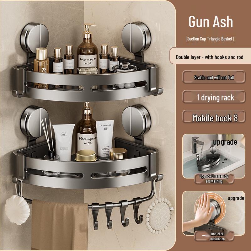 Dreieckige Saugnapf-Eckablage: Wandmontiertes Badezimmer-Aufbewahrungsregal