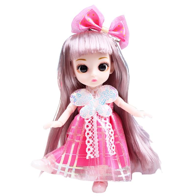 Cute 6.6in Bjd Princess Dolls With Movable Joints Mini Model Toy Kids Birthday Gift