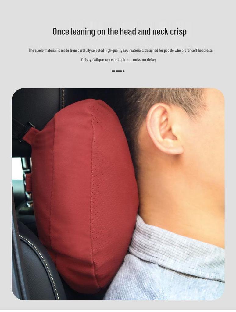 Breathable Suede Car Headrest and Lumbar Support Pillows for All Seasons