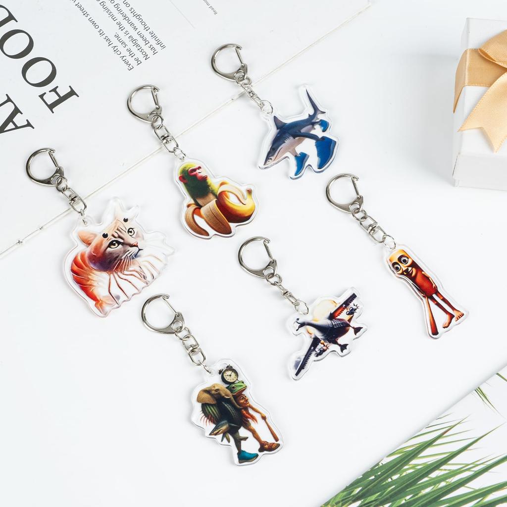 Fantasyon Tuntuntun Safuru Keychain Turbo Babaa Internet Meme Italian Brainlot Trararero Trararara Bag Key Acrylic Keychain Pendant Cute Decoration Se