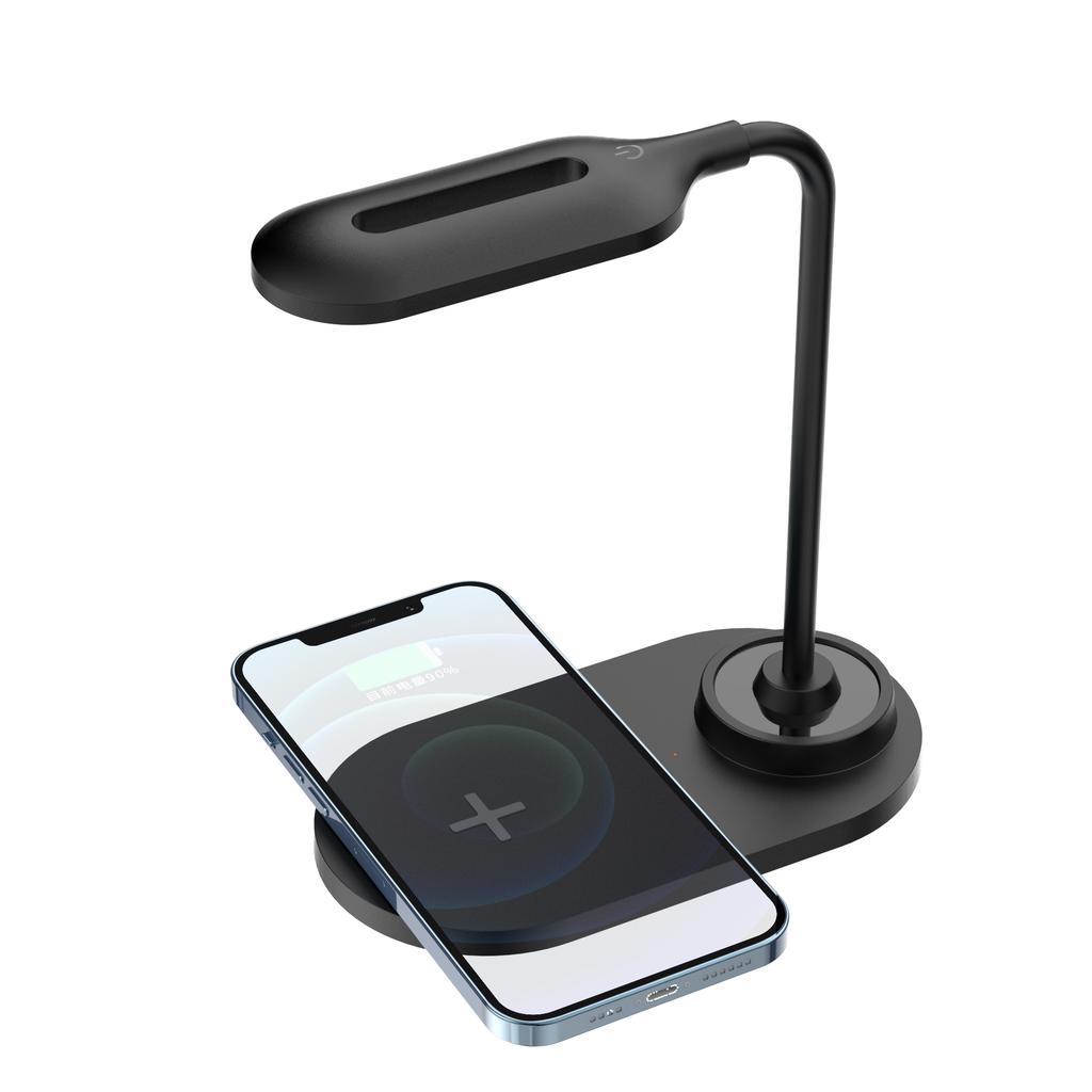 Multifunctional Table Desk Lamp with Wireless Charger Indoor Reading Folding Light With Clock for Phone for Smart Watch 2025