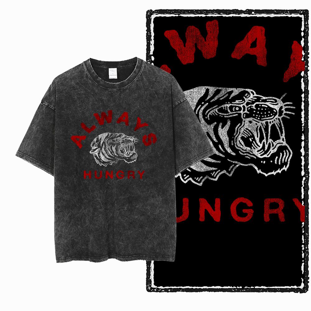 DI TIGER Printed Cotton Acid Washed Exclusive Graphic Unisex T Shirt Cool Vintage Streetwear Men Tshirts Big Size Tee for Men