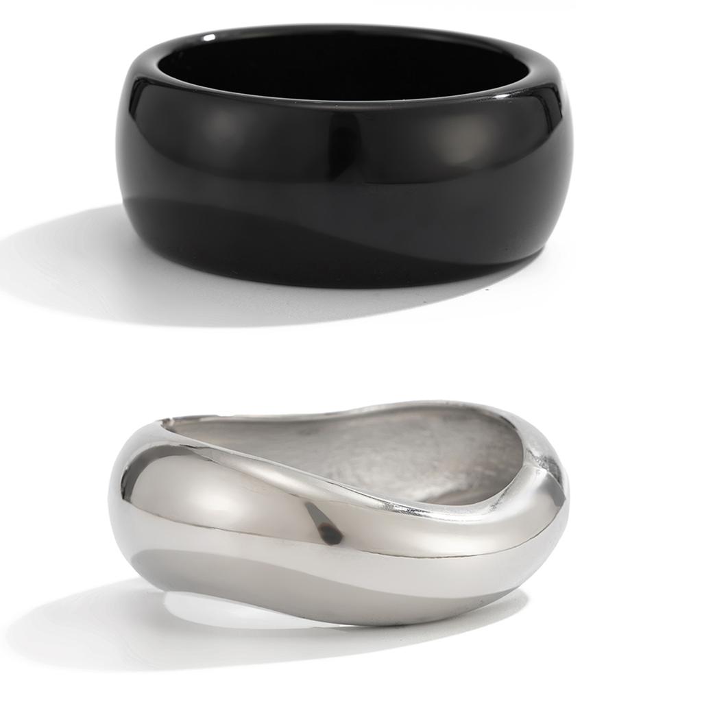 IngeSight.Z 2 Styles Punk Chunky Resin Acrylic Bangles Women New Trend Vintage Irregular Geometric Wide Bracelets Party Jewelry