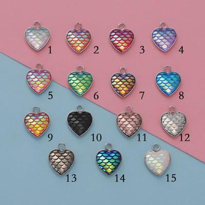 Stainless Steel Heart & Fish Scale Pendant - Ocean Series DIY Jewelry Accessory