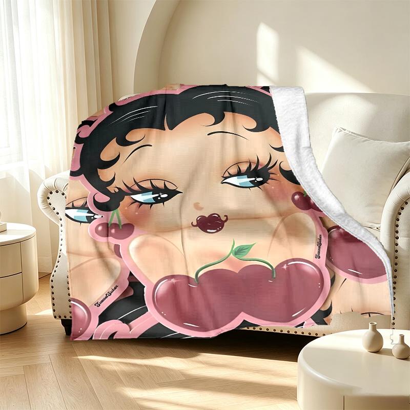 Betty Boop Pattern Blanket for Home Decoration, Bed, Sofa, Car Travel, Camping, Suitable for All Seasons, Birthday Christmas Gift