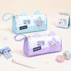 Kawaii Cat Ear Pencil Case With Dual Layer Large Capacity Star Bead Window For Students School Stationery Storage
