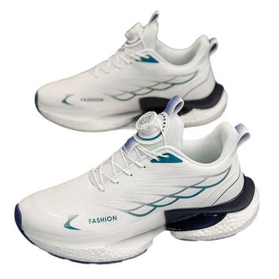 Men's Rotating Button Running Sports Shoes, Men's Breathable Thick Soled Cushioned Running Shoes