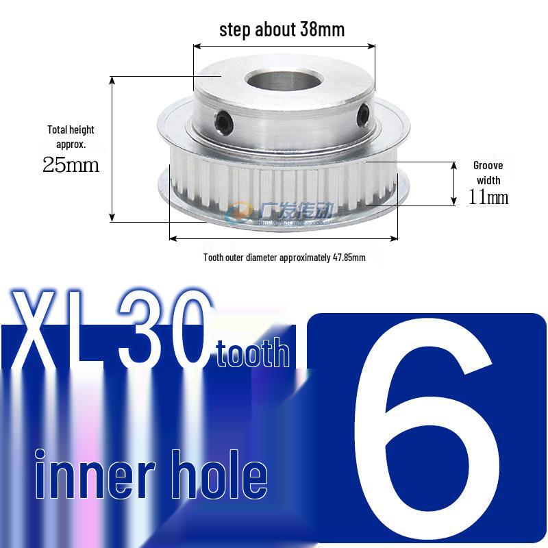 Synchronous Pulley XL, 30 Teeth, BF Type, Groove 11mm, Keyway Bore 5-25mm, Boss with Setscrew