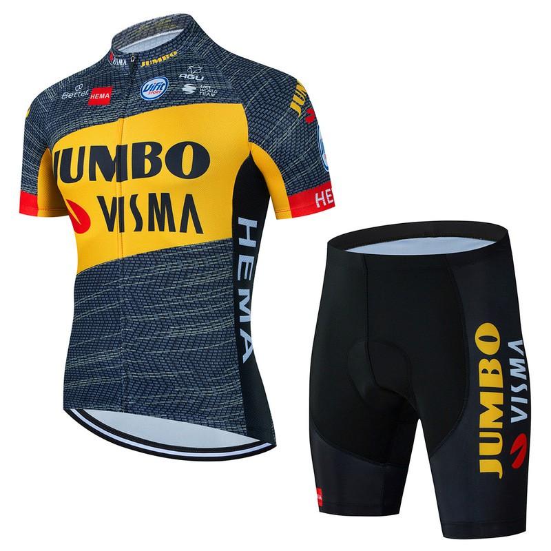 Jumbo Visma Cycling Jersey Set Short Sleeve Mens Breathable Quick Dry Mountain Road Bike Apparel