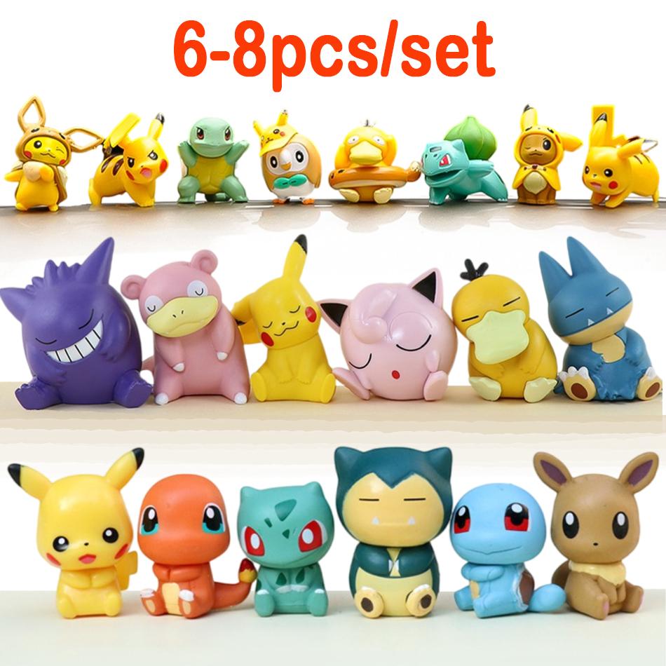 6-8 Pcs/set Pok É Mon Action Dolls Mini Series Pikachu Figure Anime Models Desktop Decorations Pok É Mon Toys Birthday Gifts