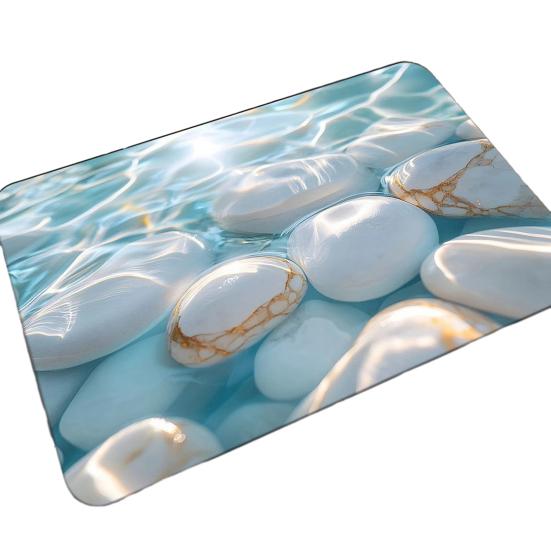 Golvmatta Halkfri Badrumsmatta med Grov Yta Gummiprickar på Baksidan Mjuk Beröring Diatomitlera Snabbtorkande Dräneringshål Badrumsmatta