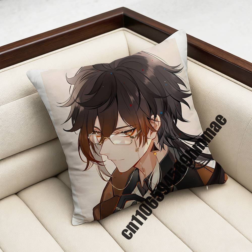 Genshin Impact Zhongli Throw Pillow Case Sham 45X45Cm 35X35Cm Square Bedroom Pillowcase Cushion Cover