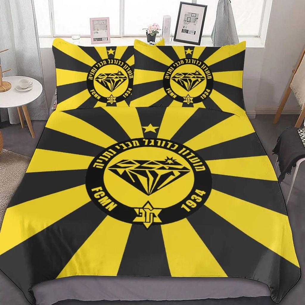 3D-gedrucktes Maccabi Netanya-Bettwäscheset, Bettbezug, Schlafzimmer-Tröster, Einzel-, Zwillings- und Kingsize-Bettbezug, Heimtextilien