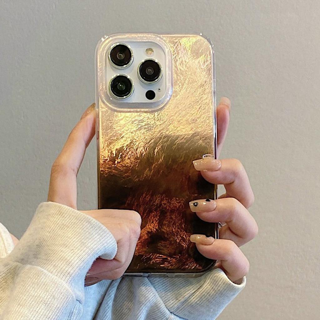 Gradient Rendering Large Hole Vortex for Apple Phone Protective Case Huaqiangbei for Apple 16pro Tin Foil Phone Case Minimalist