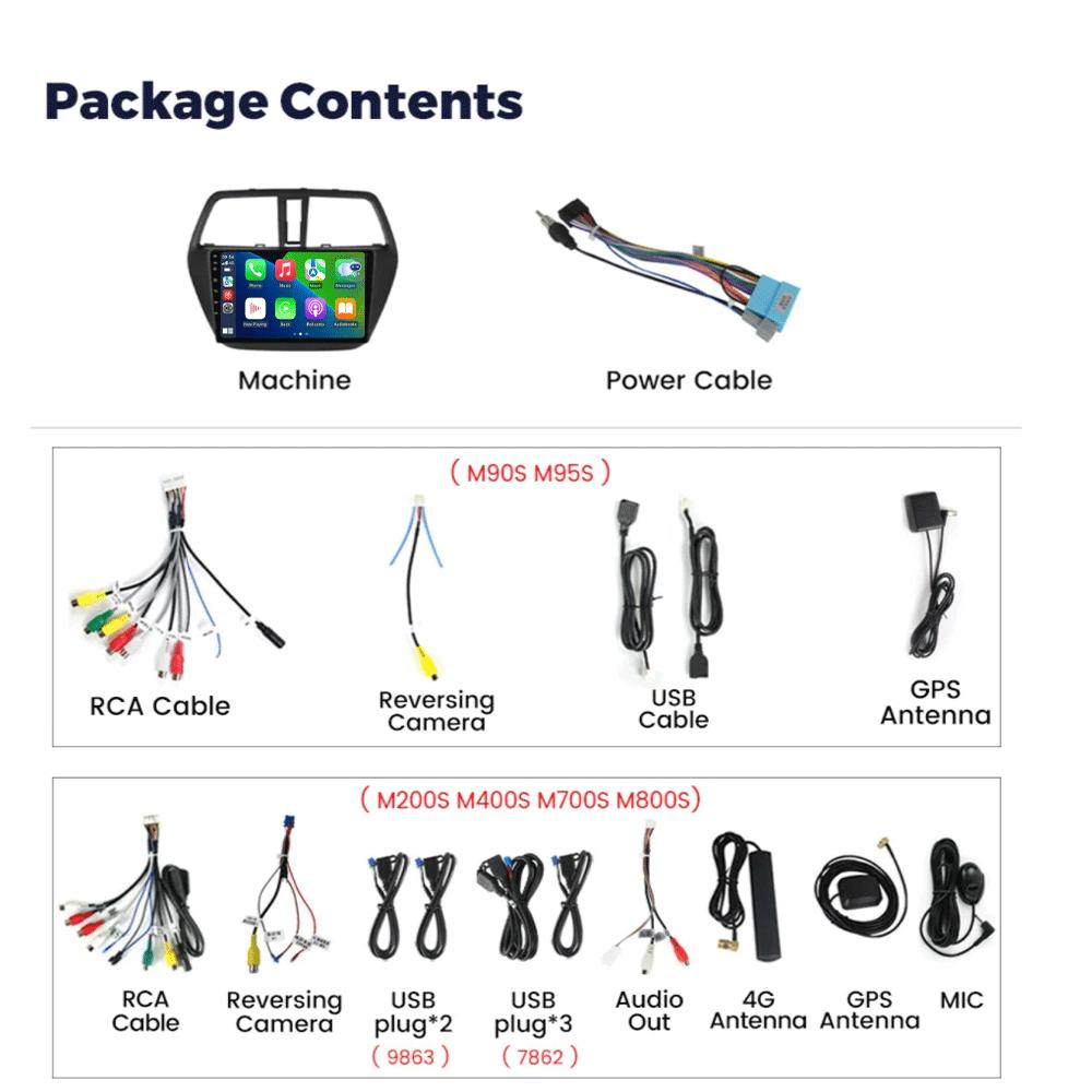 Android 14 Video Player For Suzuki SX4 S-Cross 2014 2015 2016 2017 Car Radio Multimedia Stereo GPS WIFI+4G Wireless Carplay Auto