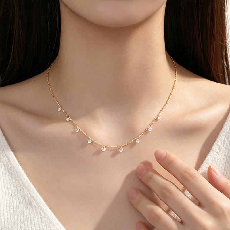 Gypsophila Zirconia Water Drop Necklace - Women's Fashion Light Luxury Clavicle Chain