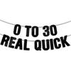 30th Birthday Decorations for Him & Her, Dirty 30 Birthday Decorations for Men & Women, Pre-Strung 0 To 30 Real Quick Banner - Black Glitter