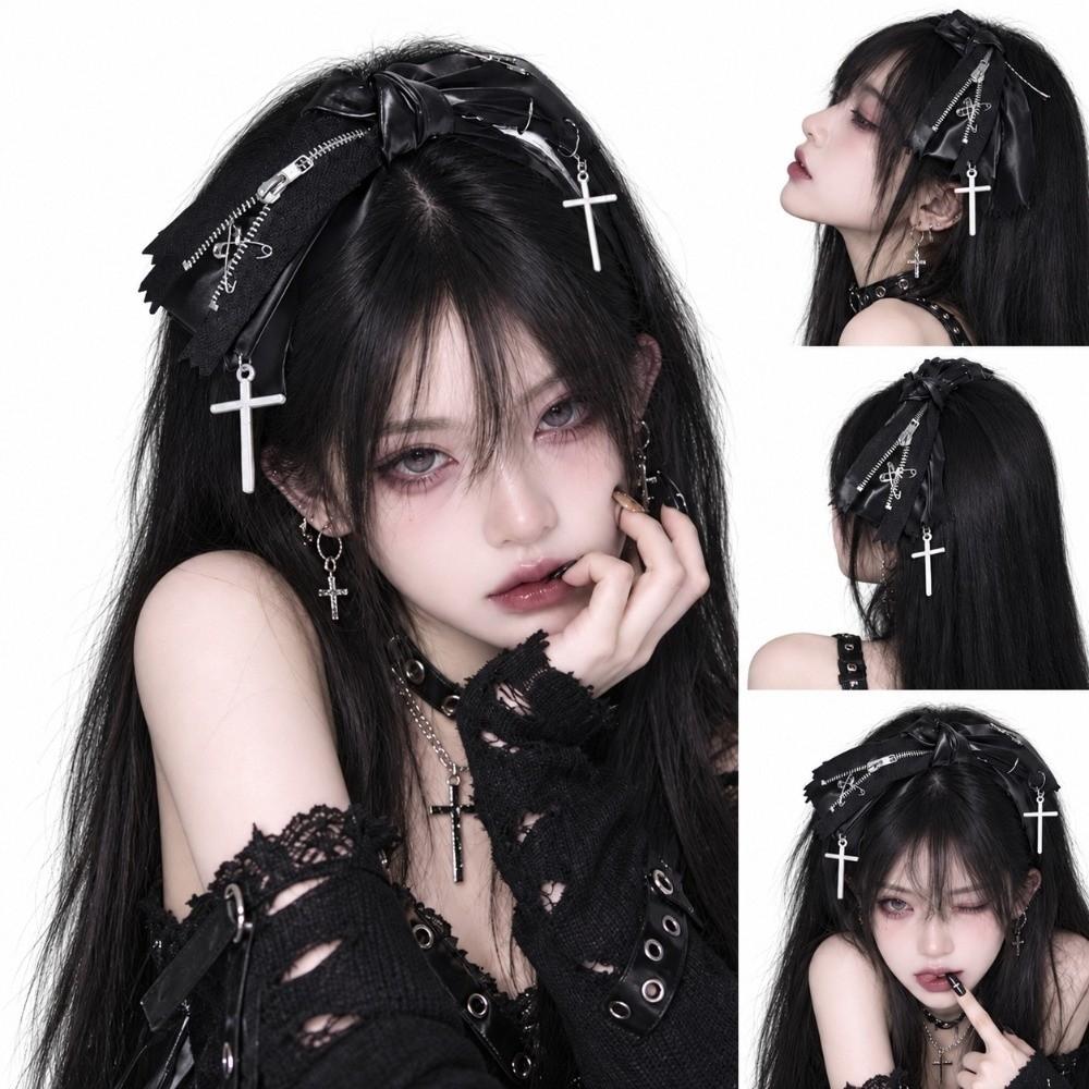 Dark Color Subculture Hair Band Zipper Pin Harajuku Hair Hoop Punk Hair Accessories