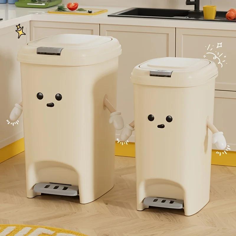8/20L Chic Large-Capacity Trash Can with Dual Open Design - Durable, Rust-Resistant Plastic, Easy Access for Home Waste Storage