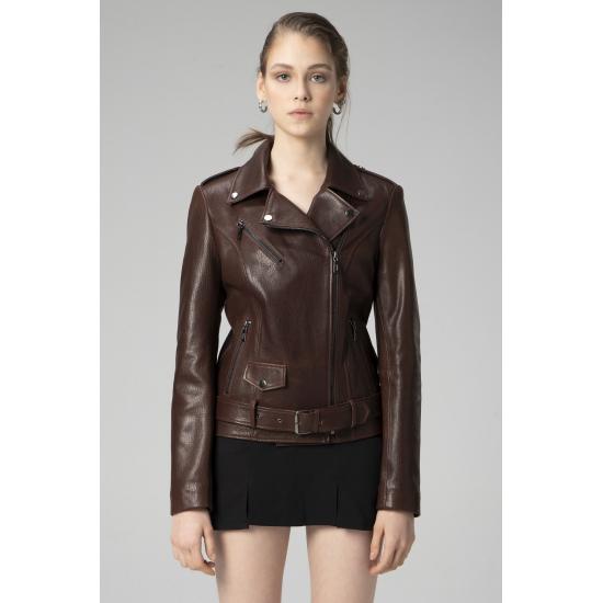 Palton de damă, elegant și confortabil K2165 Jumbo, din piele naturală, de damă