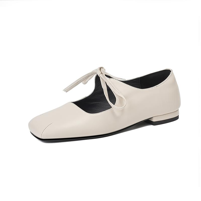 Fashion Genuine Leather Casual Loafers for Women Flats Shoes Lace-Up Low Heels Spring Shoes 2025 Soft Office Dress Size 34-40 heel women