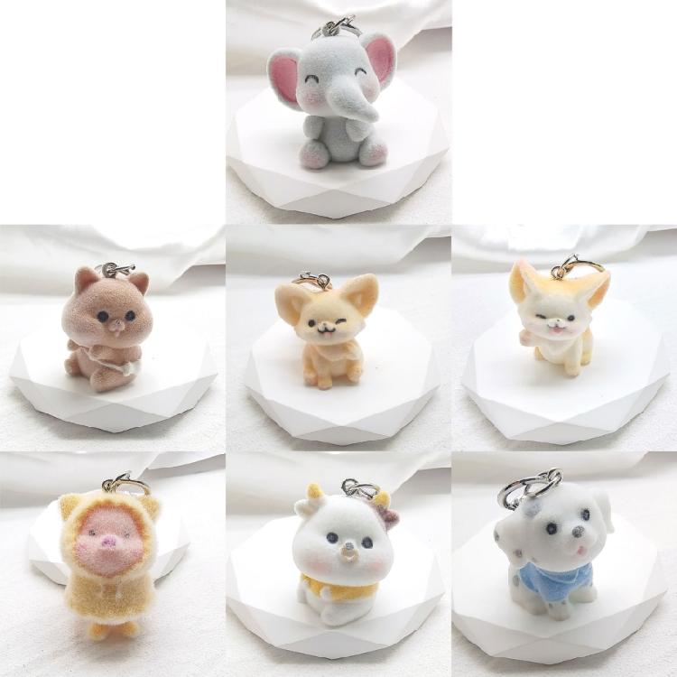 Elegant 3D Flocking Animal Keychain for Ladies Unique Designed Car Key Chain Fashionable Keyring Pendant Ornament