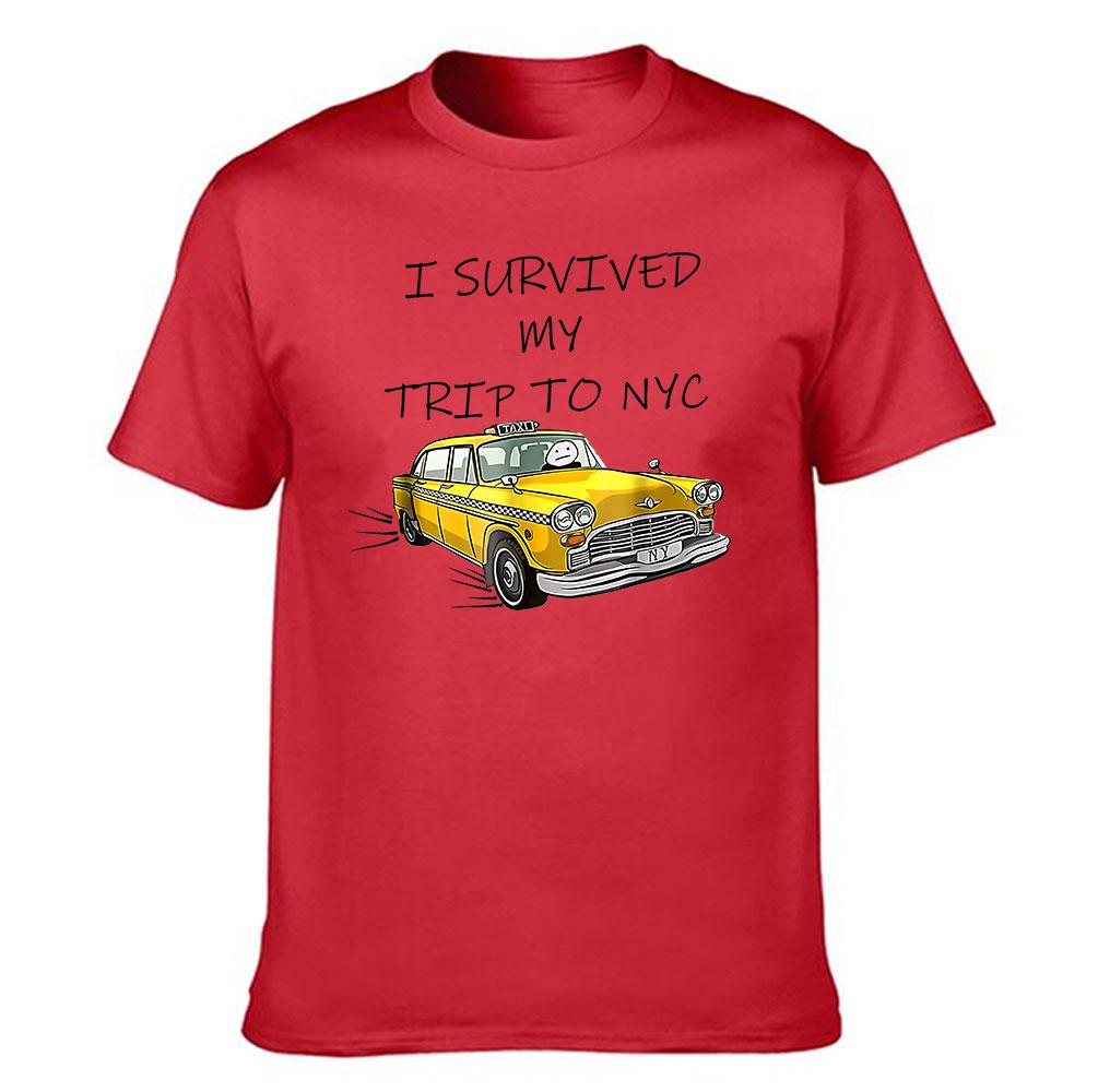 Unisexs Cotton TShirt I Survived My Trip To NYC Funny NYC Yellow Taxi Graphic Tee Casual Short Sleeve Shirt