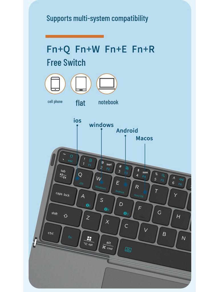 Multi-Functional Detachable Leather Touch Foldable Office Keyboard