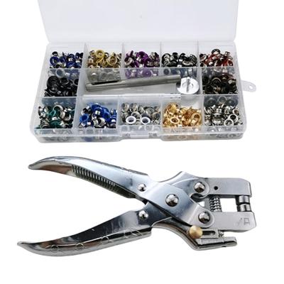 Juego de 700 Ojales de 12 Colores Juego de Tenazas para Ojales con Herramienta de Instalación Diámetro Interior 5 mm Juego de Herramientas para Ojales para Ropa
