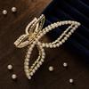 Large Metal Hair Claw Clip with Floral Design Pearl and Rhinestone Accents Tassel Hairpin for Updo Styling and Secure Hold