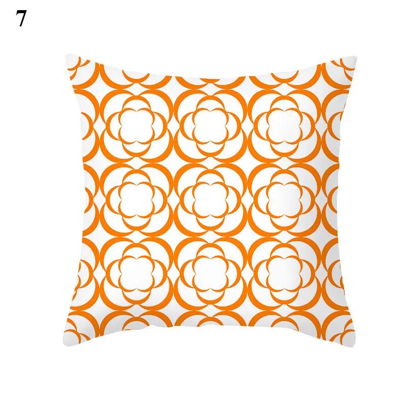 45X45Cm Color Orange Abstract Geometric Leaf Lines Pillowcase Cozy Sofa Seat/Back Cushion Cover Home Decor Throw Pillows Case