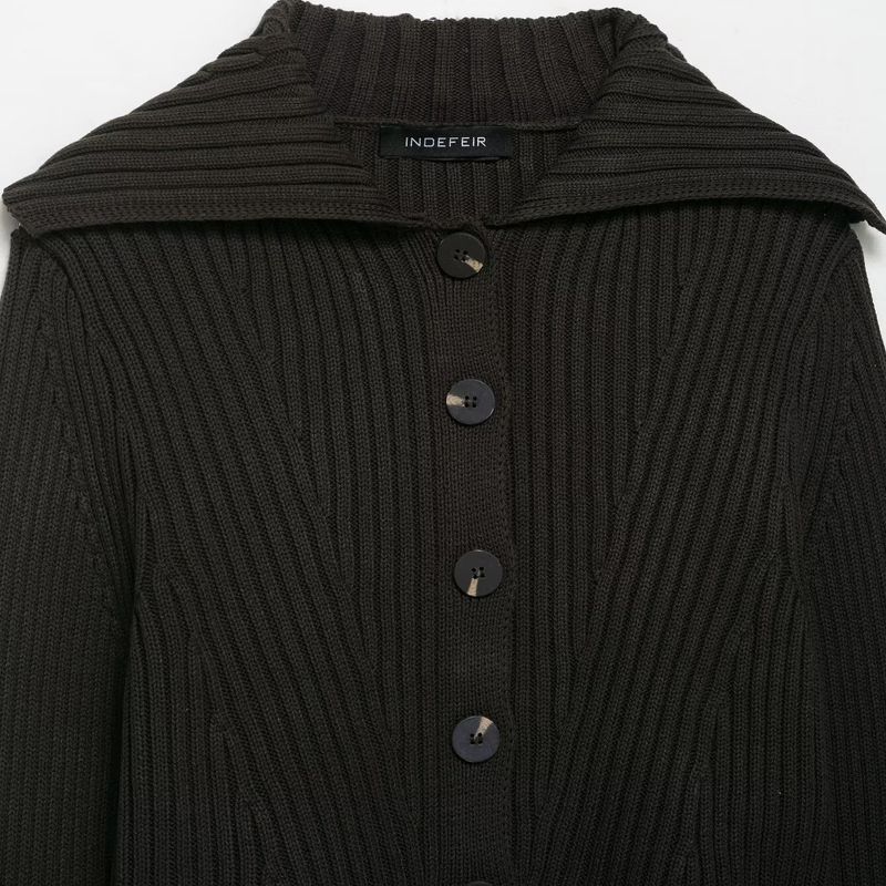 Kaslead New Women clothes Western Style Fashion Simple Rib Button Knitted Outerwear 6771127